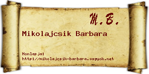 Mikolajcsik Barbara névjegykártya